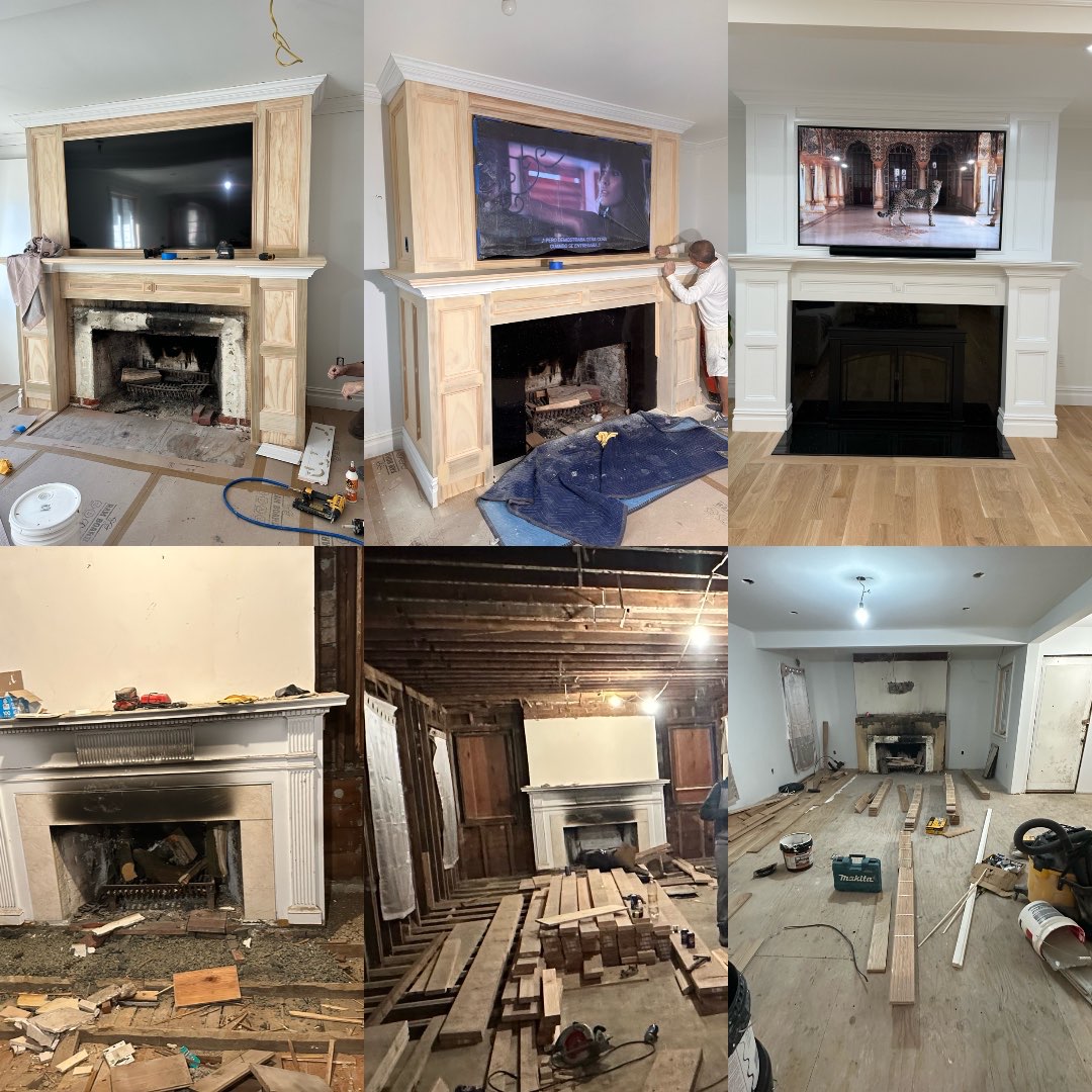 Fireplace renovation before and after