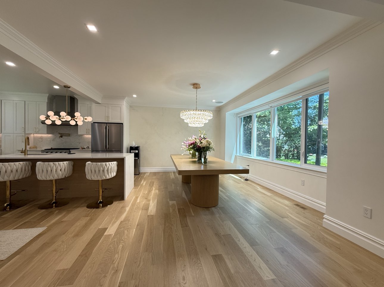 Finished first-floor kitchen and living space